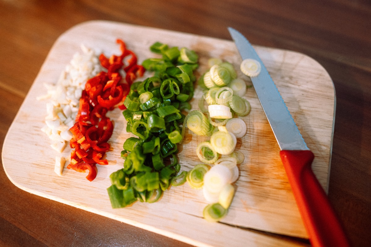 Colourful vegetable stir-fry prepared by course student